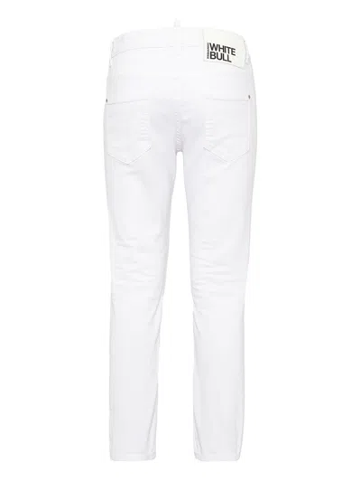 Dsquared2 Stretch Bull Slim Fit Trousers In White