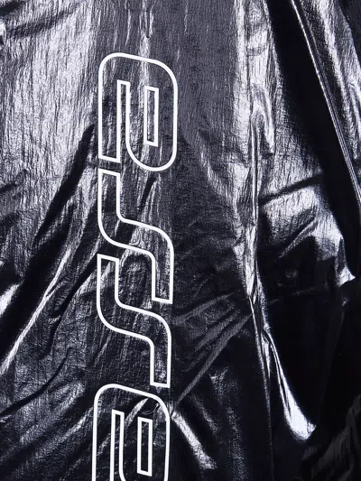 Essentials Metallic-effect Funnel Jacket In Black