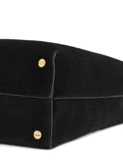 Totême Womens Black Bevel Medium Suede Tote Bag