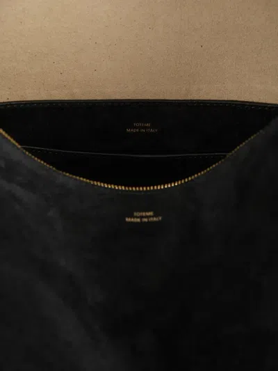 Totême Womens Black Bevel Medium Suede Tote Bag