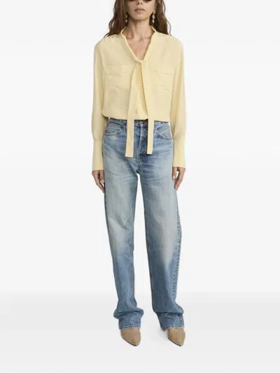 Frame Pocket Tie Blouse In Multi