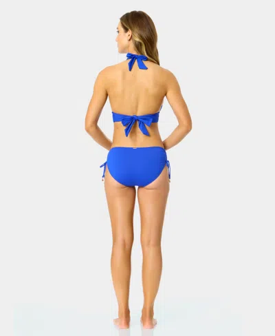Anne Cole Solid Banded Halter Bikini Top In Blue