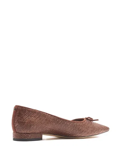 Sam Edelman Bow Pointed Ballet Flat Pumps In Brown