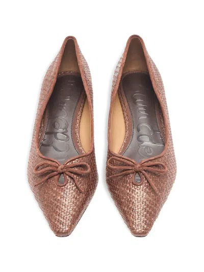 Sam Edelman Bow Pointed Ballet Flat Pumps In Brown