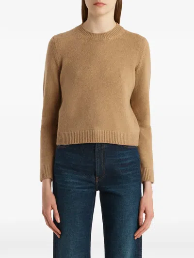 Khaite Leta Cashmere Crewneck Sweater In Neutral