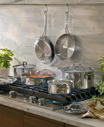 Anolon Everlast Stainless-steel 10-pc. Tri-ply Clad Cookware Set In Silver