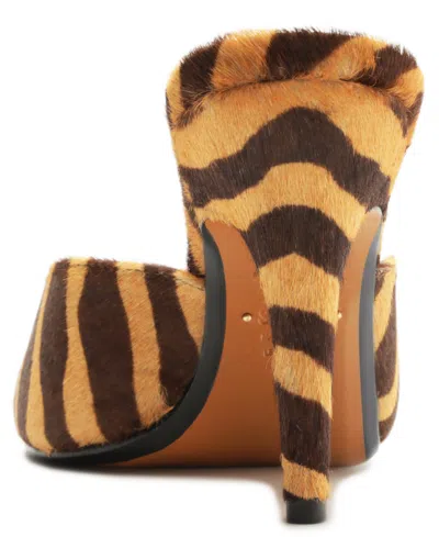 Schutz Clea Open-toe Mule Heels In Animal Print