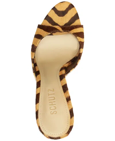 Schutz Clea Open-toe Mule Heels In Animal Print