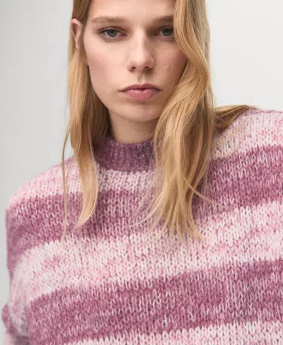 Mango Stripe Oversize Sweater In Pink