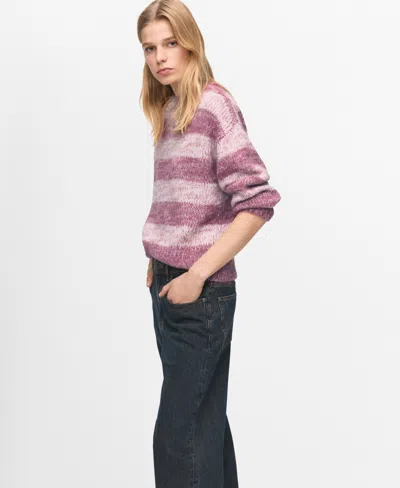 Mango Stripe Oversize Sweater In Pink