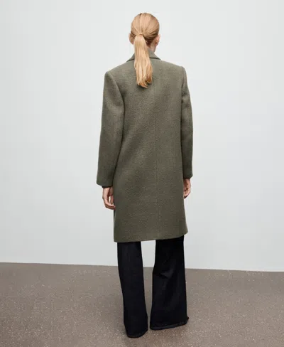 Mango Double Breasted Wool Blend Coat In Brown