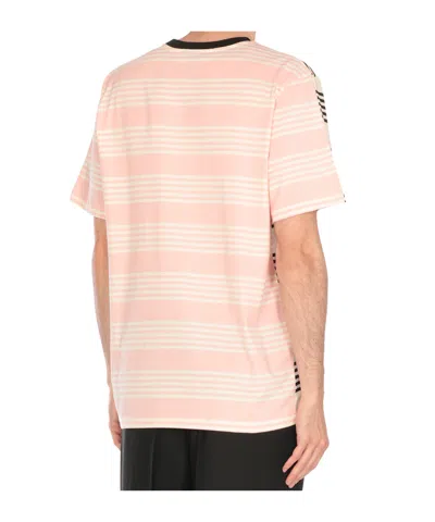 Msgm Rear Contrast Stripes Crew Neck T-shirt In Multi