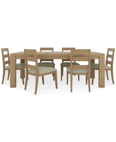 Macy's Davie Rectangular 7pc Dining Set (table & 6 Ladder Side Chairs) In Brown