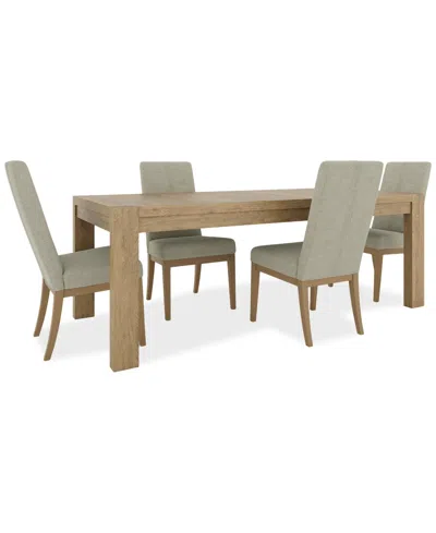 Macy's Davie Rectangular 5pc Dining Set (table & 4 Upholstered Side Chairs) In Brown