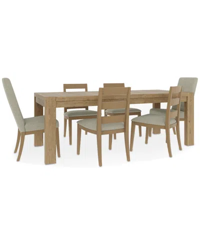 Macy's Davie Rectangular 7pc Dining Set (table, 4 Ladder Side Chair & 2 Upholstered Chairs) In Brown