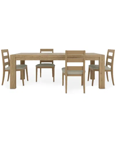Macy's Davie Rectangular 5pc Dining Set (table & 4 Ladder Side Chairs) In Brown