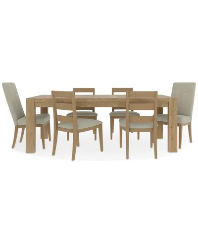 Macy's Davie Rectangular 7pc Dining Set (table, 4 Ladder Side Chair & 2 Upholstered Chairs) In Brown