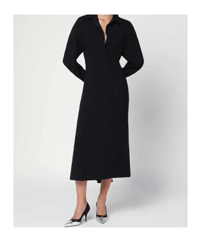 Victoria Beckham Women Black Long Sleeve Polo Collar Midi Dress, Xs Luxury Dresses For Women Darveys
