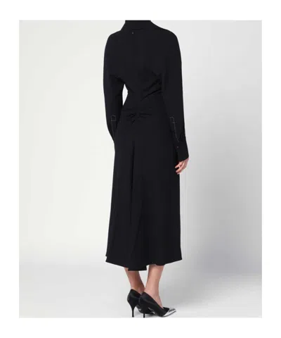 Victoria Beckham Women Black Long Sleeve Polo Collar Midi Dress, Xs Luxury Dresses For Women Darveys