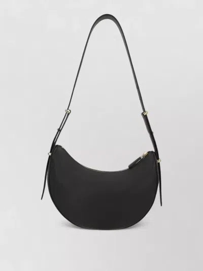 Prada Leather Shoulder Bag Curved Shape Strap In Black