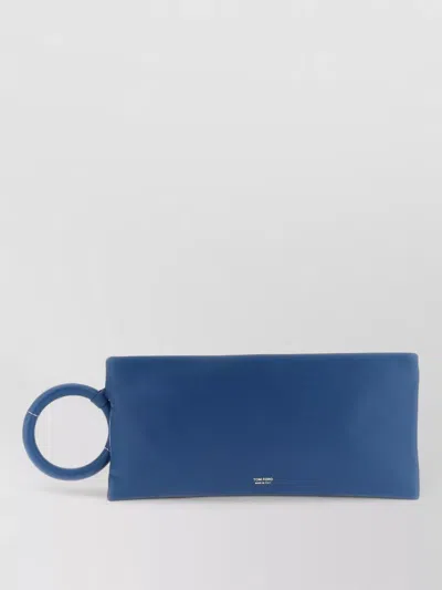Tom Ford Rectangular Clutch Bag Circular Bangle Handle In Blue