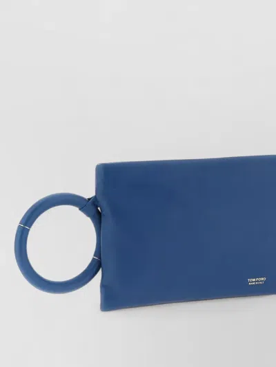 Tom Ford Rectangular Clutch Bag Circular Bangle Handle In Blue