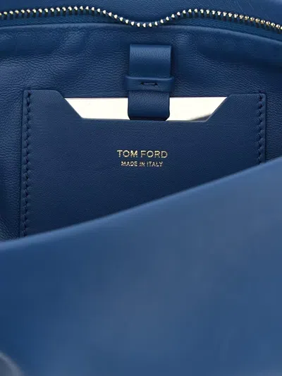 Tom Ford Rectangular Clutch Bag Circular Bangle Handle In Blue