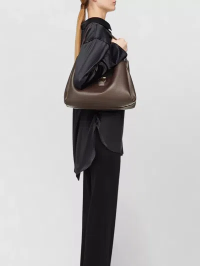 Ferragamo Medium Tote Bag Structured Silhouette Handle In Gray