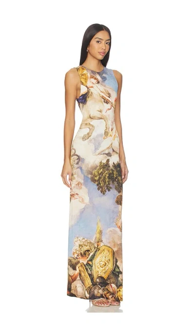 Alice And Olivia Renaissance Delora Open-back Maxi Dress In Multi