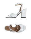 Sonia Rykiel Patent Leather Block Heel Sandals In White