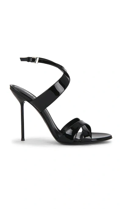 Paris Texas Lidia Black Sandals With High Stiletto Heel And Criss-crossed Ankle Strap In Patent Leather Woman