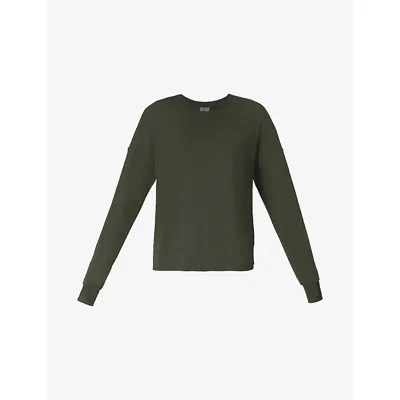 Sweaty Betty Womens Nori Green After Class Crop Cotton And Modal-blend Sweatshirt Xs In Green