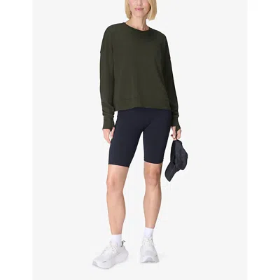 Sweaty Betty Womens Nori Green After Class Crop Cotton And Modal-blend Sweatshirt Xs In Green