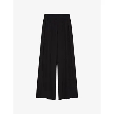 Joseph Womens Black Hulin Wide-leg Silk Trousers In Black