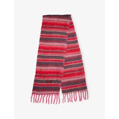 Damson Madder Womens Pink Fluffy Striped Wool-blend Scarf In Multi