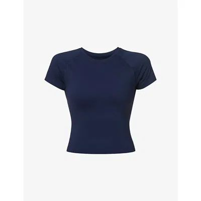 Sweaty Betty Womens Navy Blue Athlete Seamless Stretch-woven T-shirt Xs In Blue