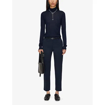 Joseph Womens Navy Coleman Slim-fit Stretch-wool Trousers In Black