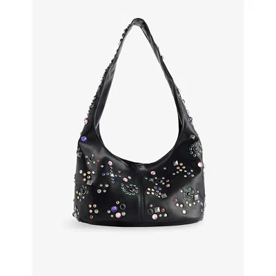 Jaded London Womens Black Jewel Studded Faux-leather Shoulder Bag In Black