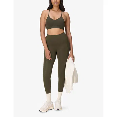 Sweaty Betty Womens Nori Green Soft Ribbed Yoga Bra Xs In Brown