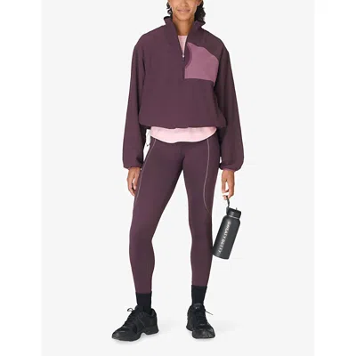 Sweaty Betty Womens Neptunepurple Argyle Warm Up Performance Fleece-lined Half-zip Woven Sweatshirt In Purple