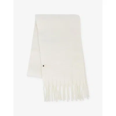 Sweaty Betty Womens Lily White Soft Cloud Wool-blend Tassel Scarf In Gray