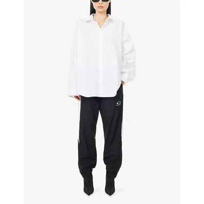 Balenciaga Womens White Oversized Lace-up Cotton Shirt In White