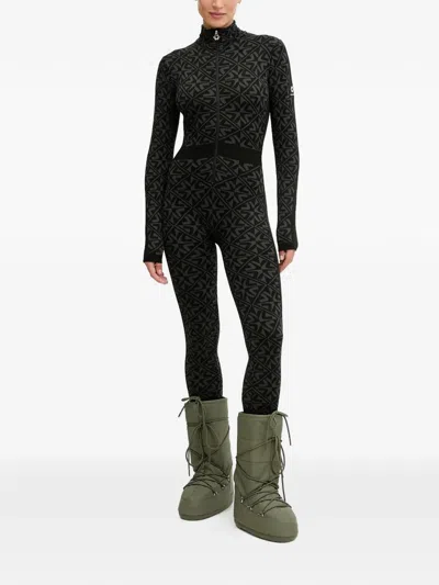 几何图案印花拉链开合连体长裤