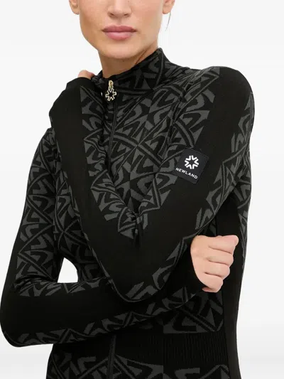 几何图案印花拉链开合连体长裤