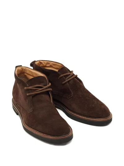 Pre-owned Tod's 系带绒面皮靴 In Brown