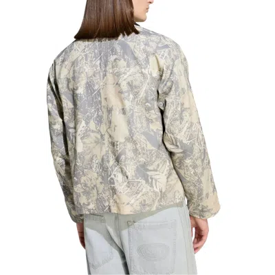 Adidas Originals Leaf Print Cotton Canvas Workwear Jacket In Neutral