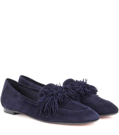 Shop Aquazzura Wild Fringed Suede Loafers In Iek