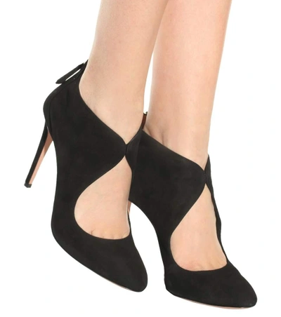 Shop Aquazzura Olivia Suede Pumps In Black