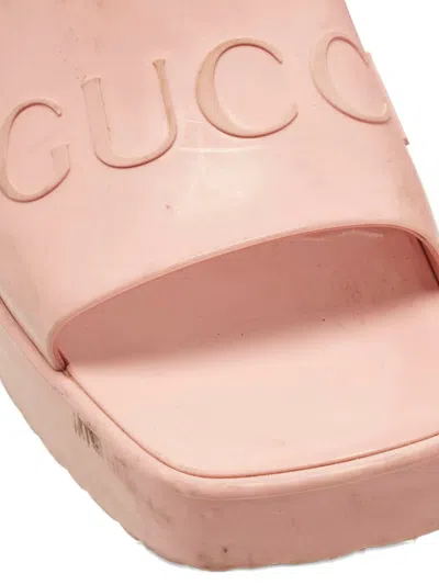 Pre-owned Gucci Logo-embossed Mules In Pink