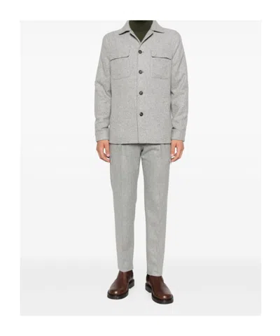Eleventy Pocket Button Overshirt In Gray
